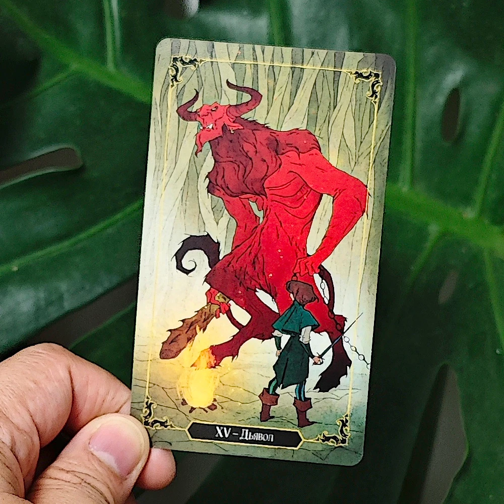 Dark Wood Tarot Deck In Russian Language 78 Pcs Cartoon Tarot Cards Based on Rider System 10.3*6cm
