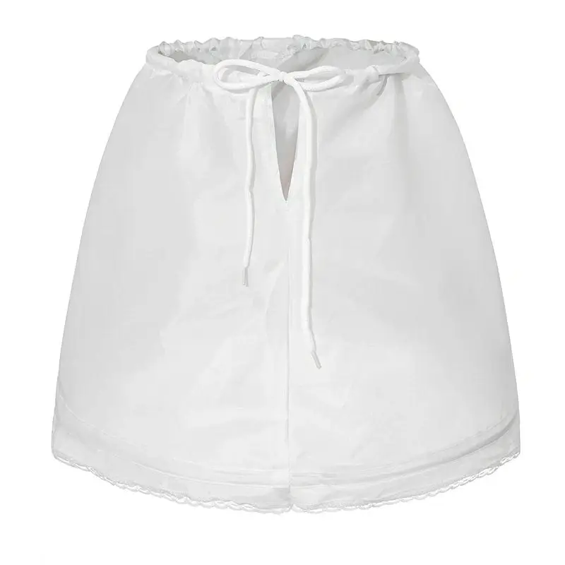 White Children kids Petticoat A-Line 3 Hoops One Layer Flower Girls Crinoline Lace Trim Flower Girl Dress Underskirt