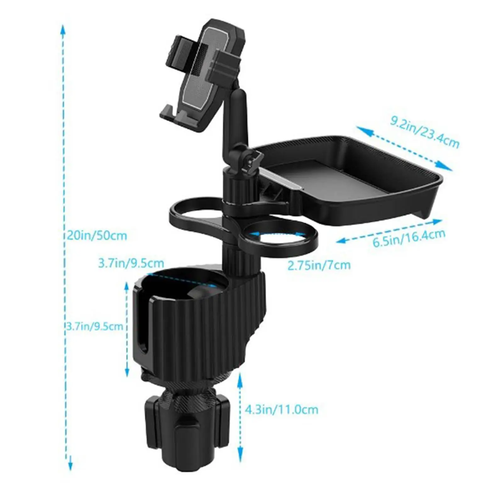 Expansor porta-copos para carro, Porta-copos duplo, Gadgets, Adaptador com base ajustável, Bandeja de porta-copos do carro