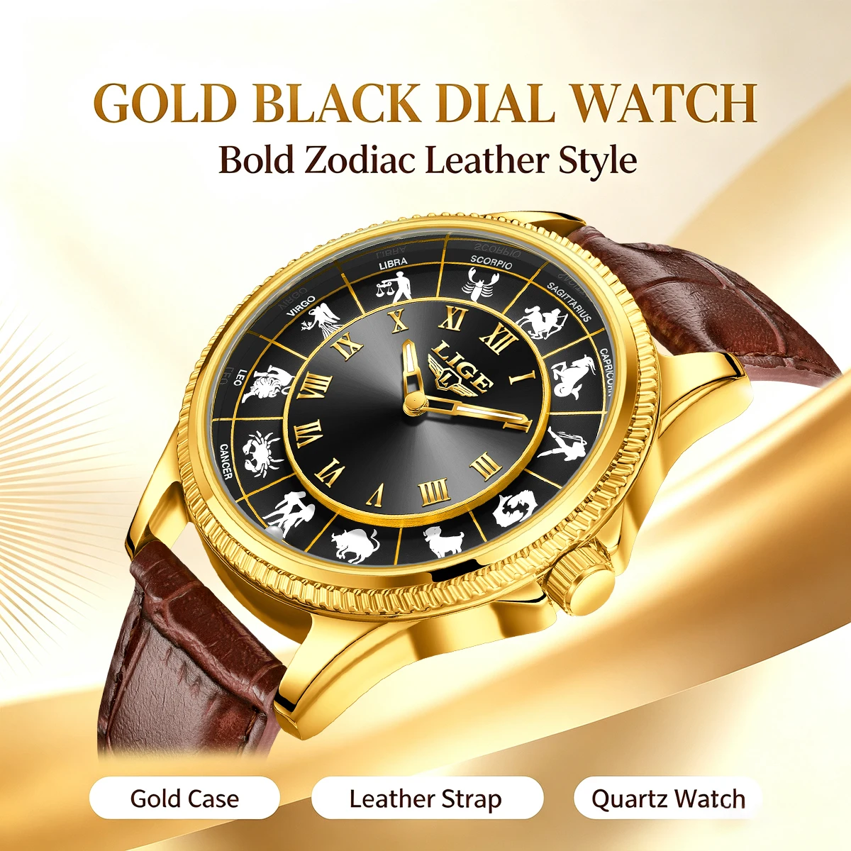 LIGE New Men's Luxury Watch Creative  New Fashion Watches 30M Waterproof Luminous Constellation Quartz Wristwatches Reloj Hombre