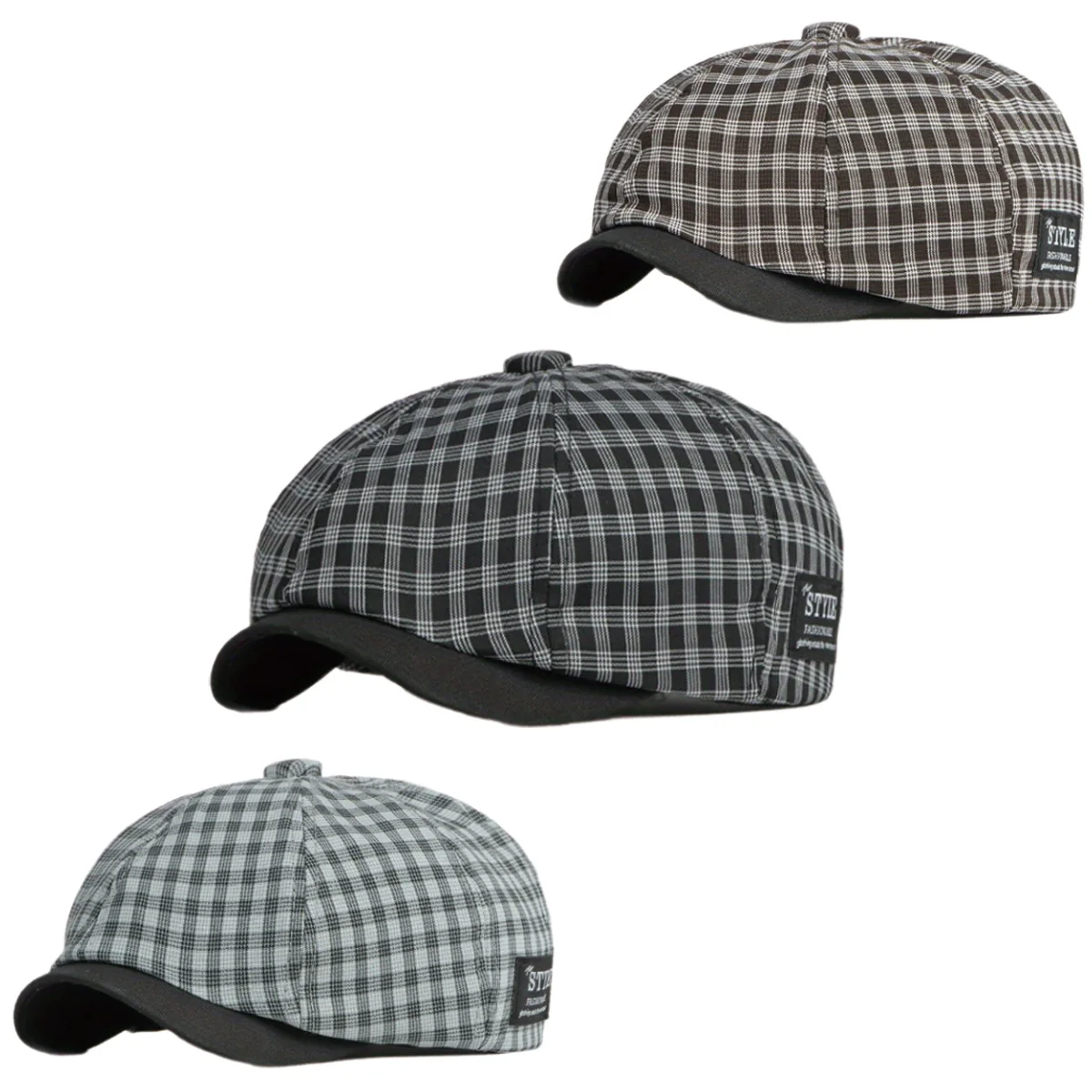 

Retro Plaid Octagonal Hat Unisex Spring Summer Thin Styles Breathable Newsboy Cap England Outdoor Casual Travel Driver Flat Cap