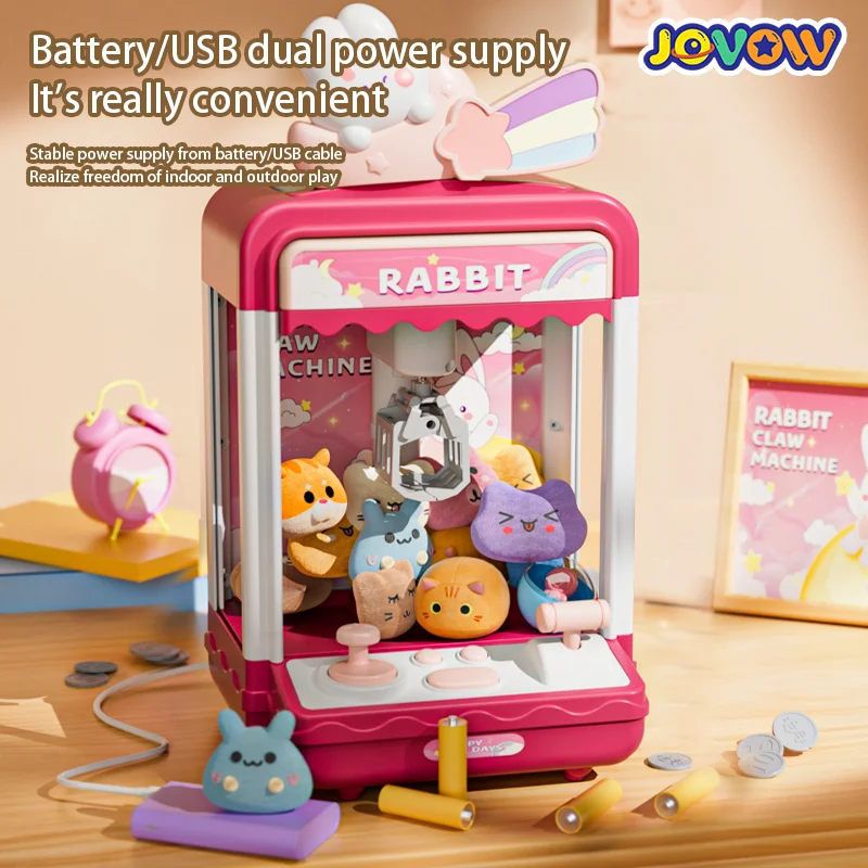 Automatic Doll Machine Toy for Kids Mini Cartoon Coin Operated Play Game Claw Crane Machines with Light Music Children Toy Gifts