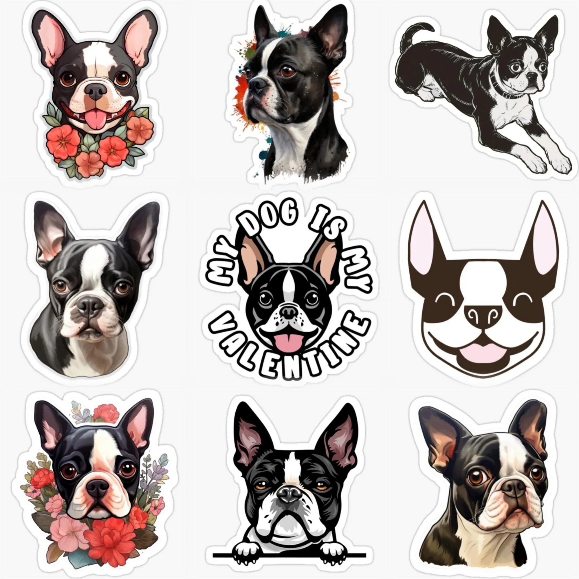 

Boston Dog Cute Pets Creative PVC Waterproof Car Sticker for Decorate Car Van Motorcycle Wall Fridge Decal Accessories