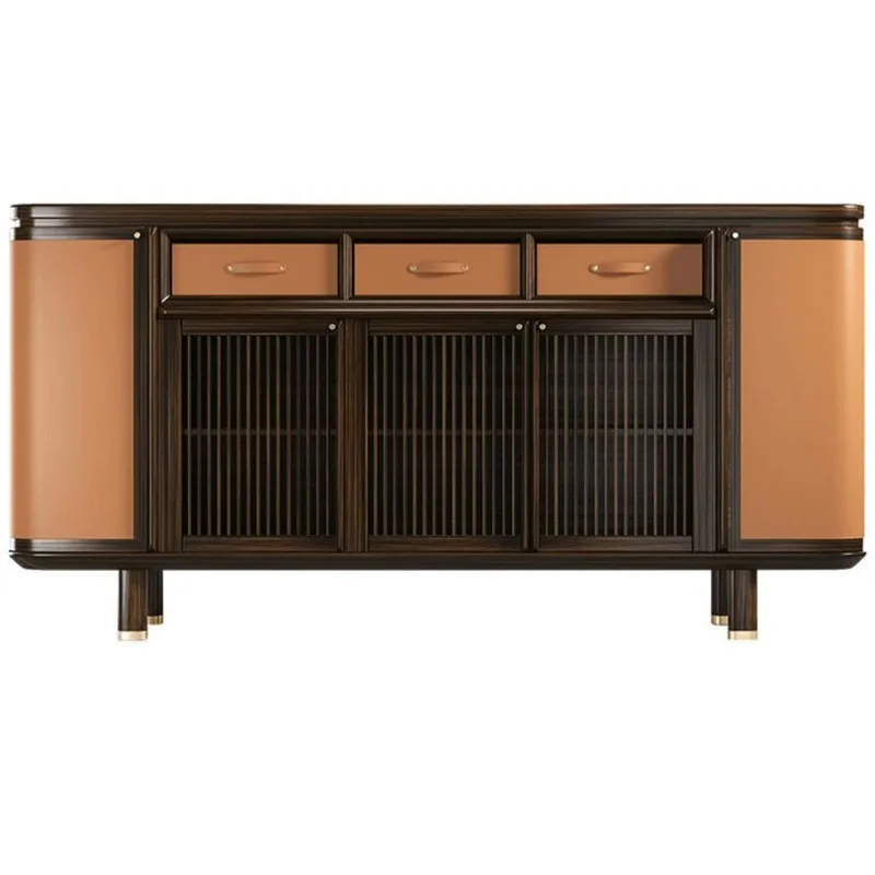 All solid wood dining side cabinet, living room storage corner cabinet integrated against the wall bucket cabinet