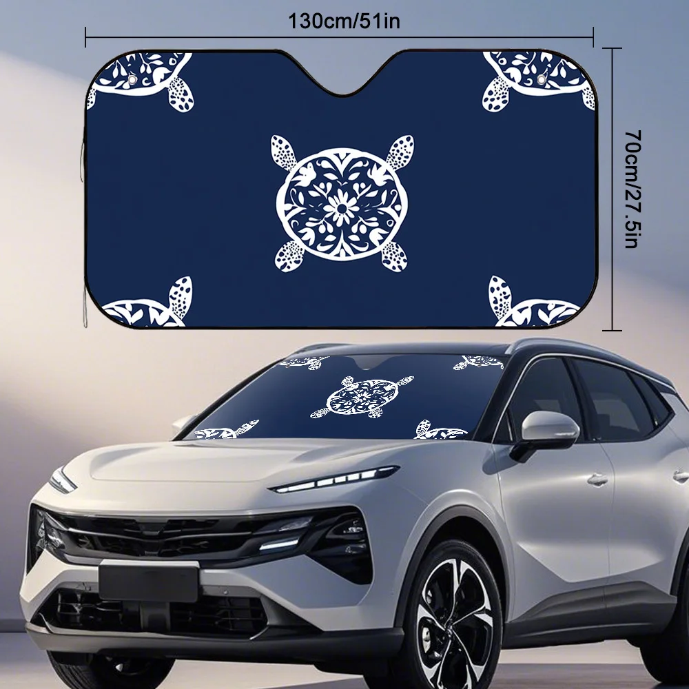 1pc Blue Floral Turtle Car Sunshade, Minimizes Glare From Sunlight, Perfect For Daily Commutes And Extended Trips, Ensuring A Co