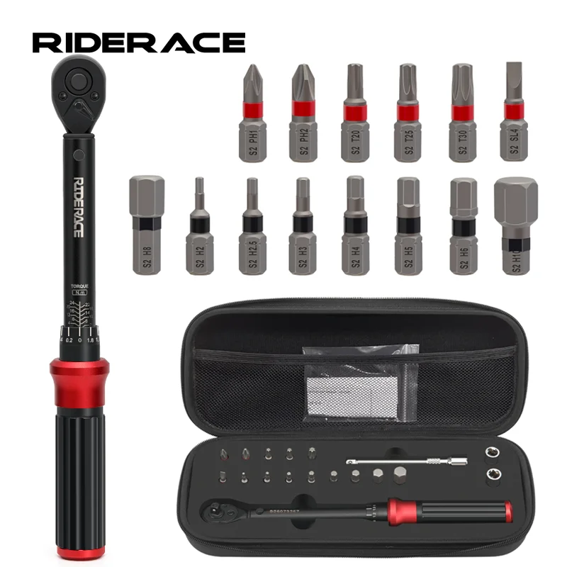 Professional Bike Torque Wrench Dual Direction Adjustable Quick-release Bicycle Allen Key Tool Set Socket Spanner 1/4