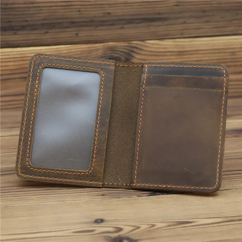 Vintage Men\'s Genuine Leather Credit Card Wallet Small ID Card Holders Wallets Money Bag Case Mini Real Leather Purse For Male