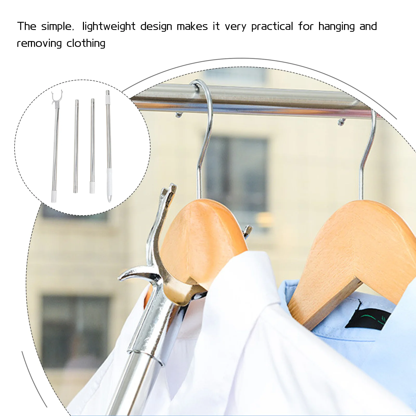 Closet Pole Gold Stitching Clothes Rail Drying Supplies Hook Convenient Clothing Clothesline Prop