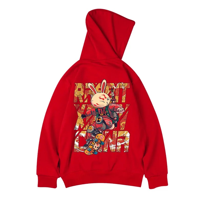 【M-8XL Hoodies】Men Oversized Hoodie Loose American Cartoon Spy Rabbit Print Couple Hoodies