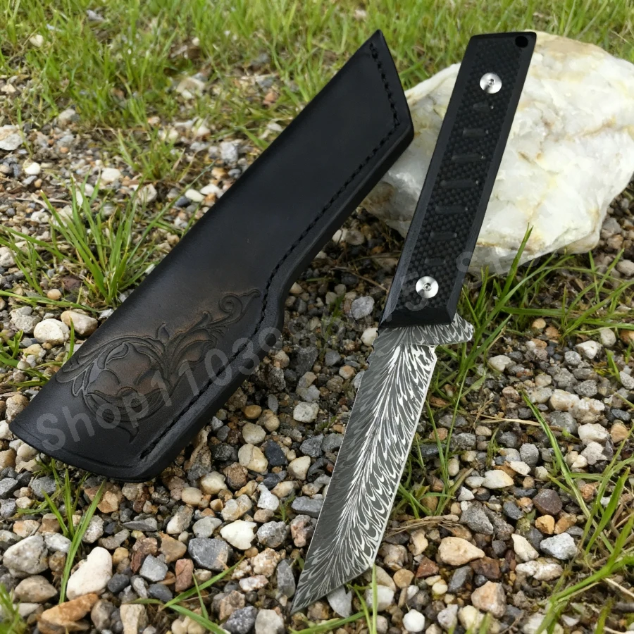 

Открытый прямой нож высокой твердости с лезвием 440C, черная ручка G10, портативный тактический нож для самообороны, мужские подарки