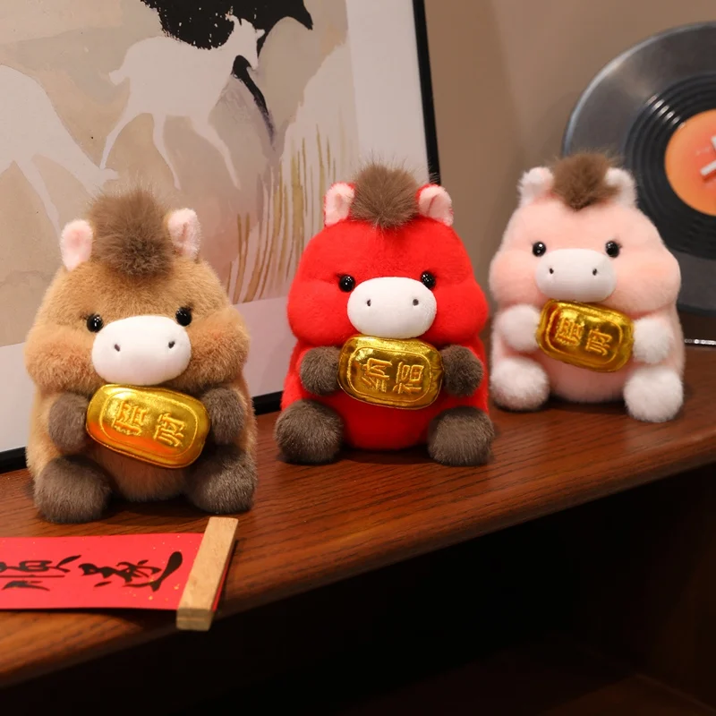 20-40 centimetri Del Fumetto Sveglio Cavallo Cinese Giocattoli di Peluche Bello Animali di Peluche Rosso Rotondo Cavalli Grasso Morbido Peluche Bambola Regali di Capodanno