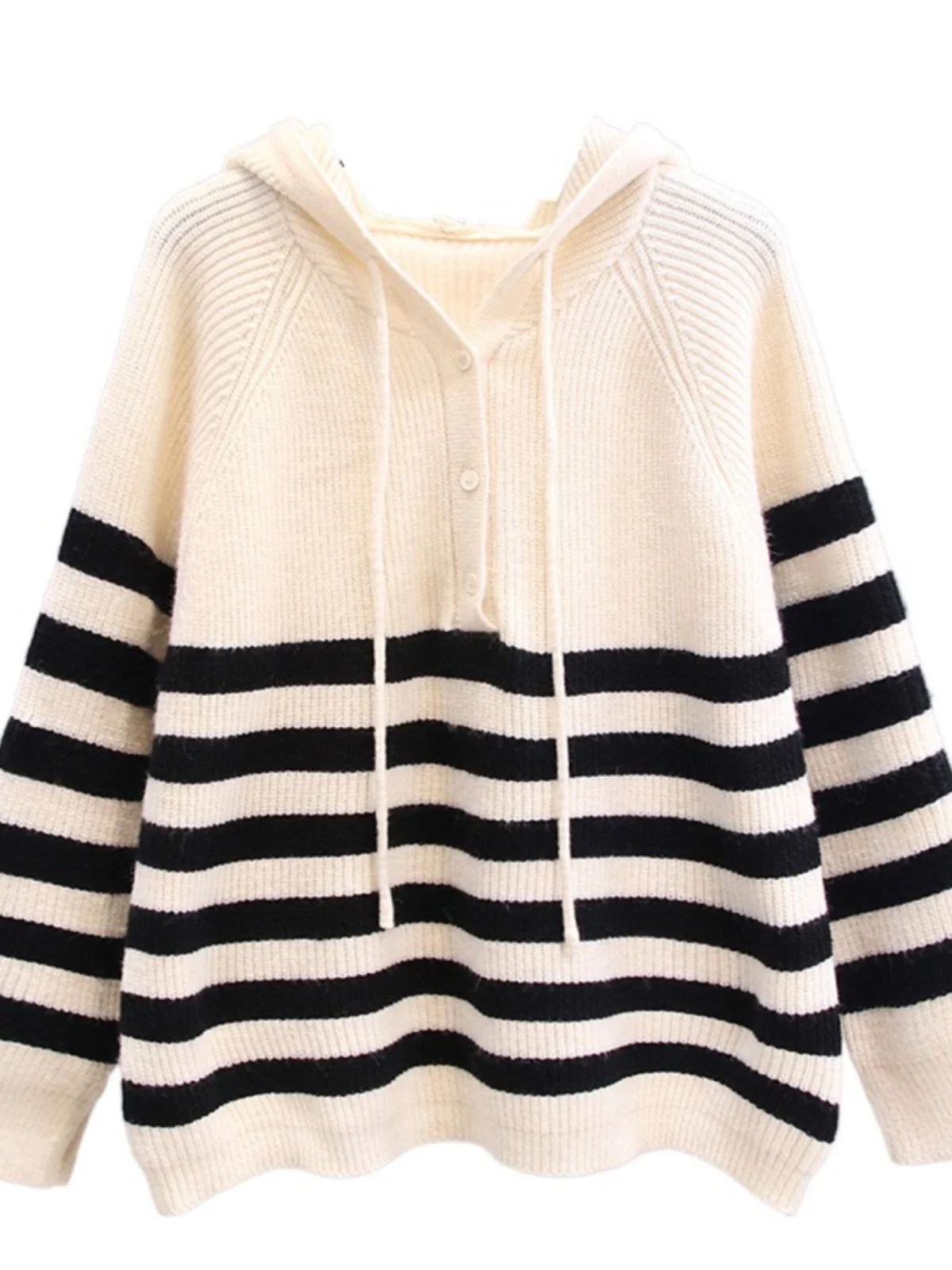 Femmes longue Sve rayé tricots à capuche pull aérien marque bleu décontracté printemps automne hiver coupe droite trajet Sle