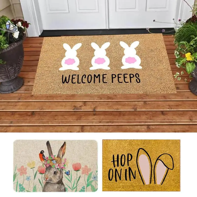 

Easter Door mat Outdoor Easter Rug Entryway Mat Non-Slip Easter Mat Spring Doormat Home Decor Bunny Floor Mat Easter Decorations