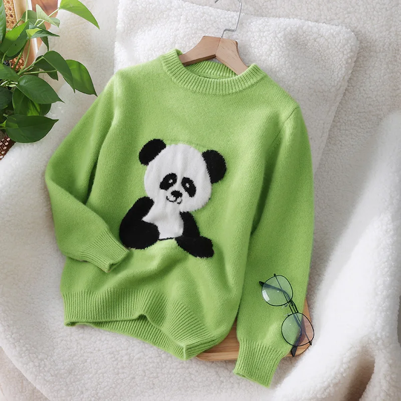 Thick Soft  O-Neck 100%  Merino Wool  Sweater Autumn And Winter  Pullover  Long Sleeve Knitwear Children's Clothing Tops view 4