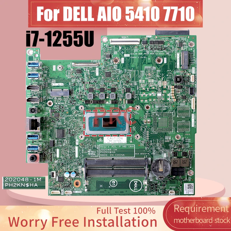 For DELL AIO 5410 7710 Laptop Motherboard 202048-1M SRLFP i7-1255U 0HWRJW Notebook Mainboard