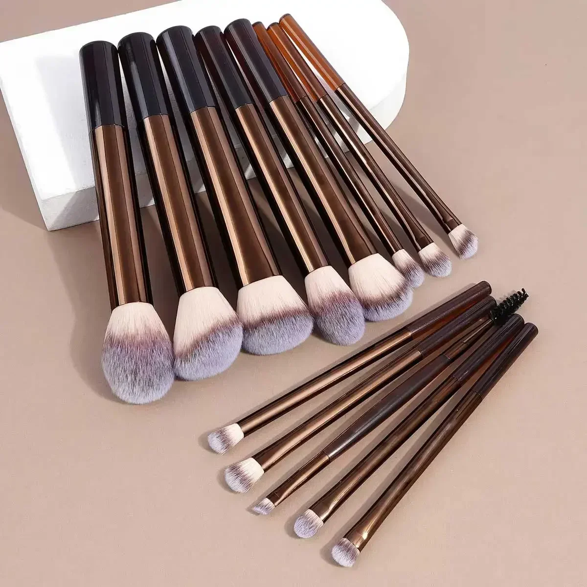 13Pcs Professional Dual Ended Makeup Brush Set Foundation Contour Blush Powder Eyeshadow Kabuki Beauty Tool for Face