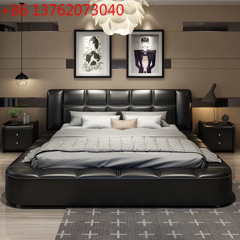 

Изголовье, черный каркас двуспальной кровати, дизайн королевы, дом, деревянная двуспальная кровать, искусственная кожа, современная мебель для спальни Cama De Casal