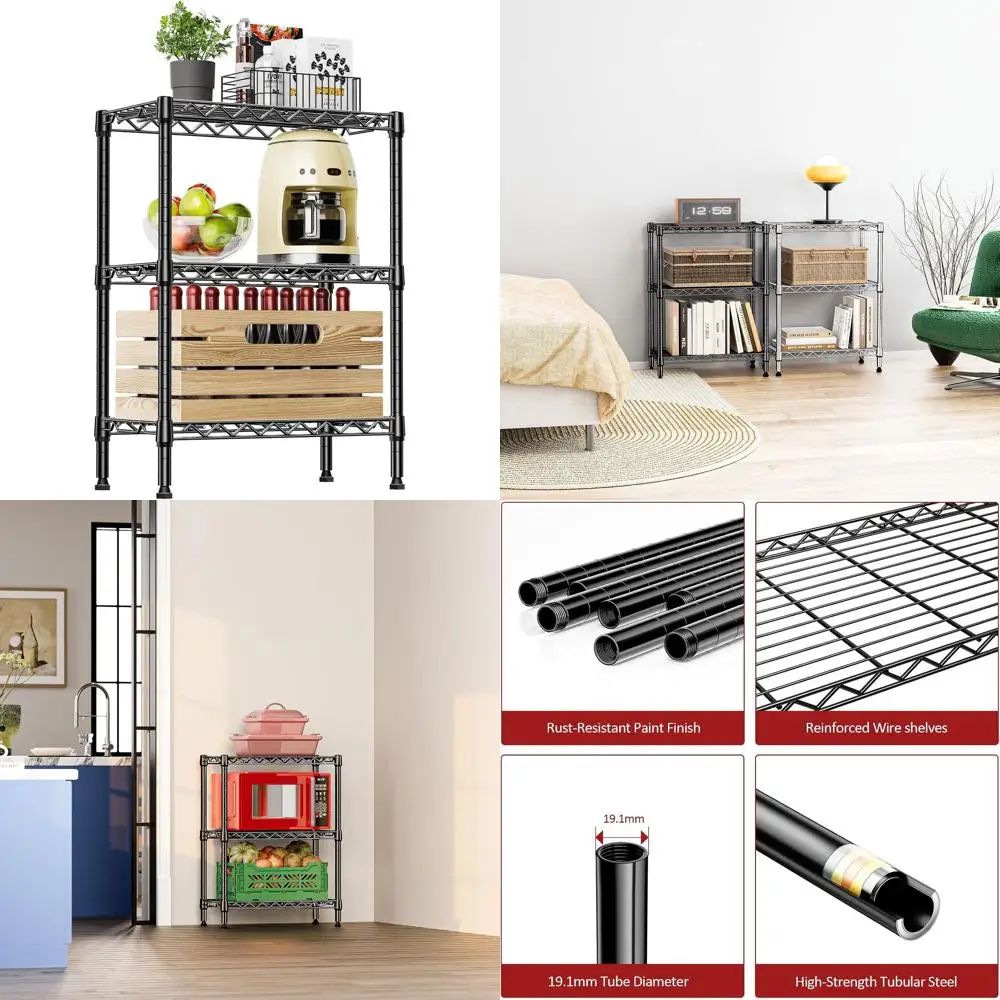 

Трехуровневая прочная стальная проволочная полка для организации пространства на кухне, в кладовой, гостиной и офисе (21,7 Ш x 11,8 Г x 28,6 В, дюймы)