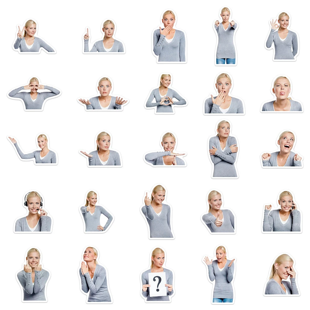 10/30/50 قطعة الشعر الأشقر النساء مضحك ميمي ملصقات الكرتون التعبير الشارات سكيت الأمتعة الهاتف الكتابة على الجدران ملصق الديكور #5