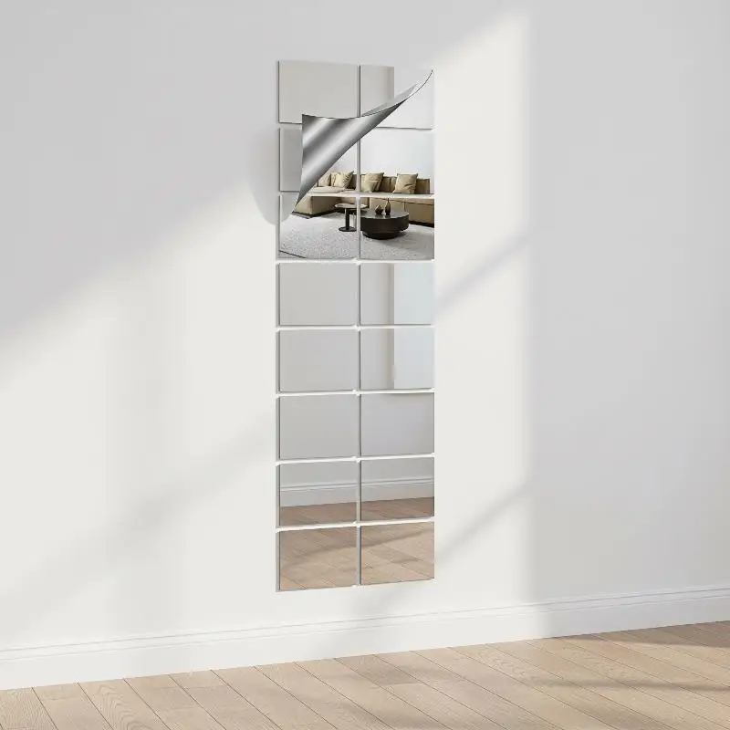 Anti-Fog Waterproof Self-adhesive Acrylic Mirror Stickers 4Pcs No-Drill for Bathroom Shower Home Makeup