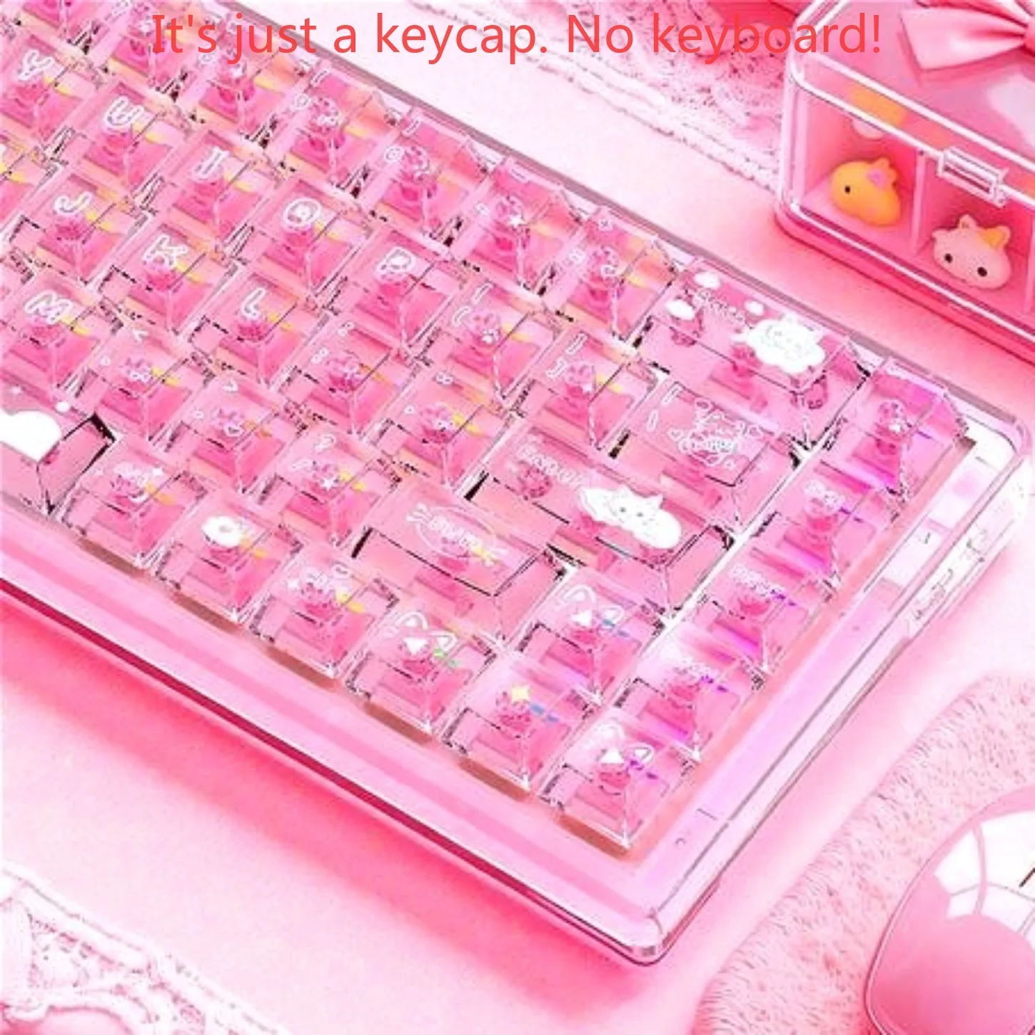 Fully Transparent Pink Cherry Keychain Kit 136 Key PC Large Optical Transmission Capacity 61/75/87/104/108 Mechanical Keyboard
