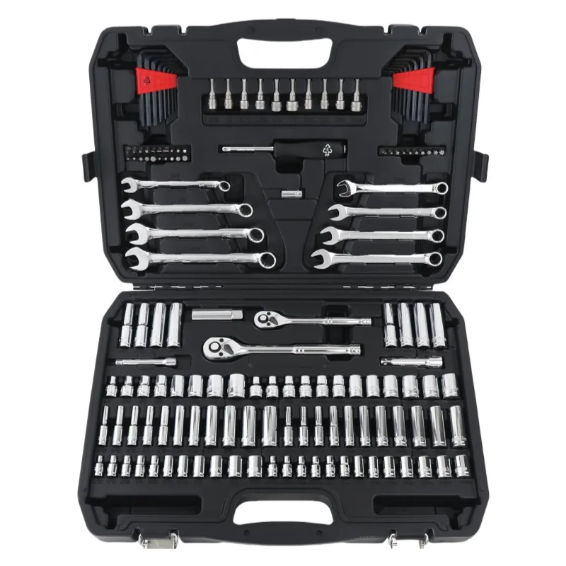 Hot Sale 123/145/201-Piece Mechanic Socket Set - Cr-V Steel, Metric/SAE, Long/Short Sockets, Multi-Function w/Case