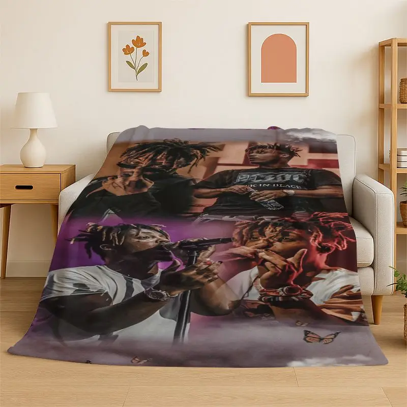 retro Juice WRLD 999 Legend Rapper Star Flannel Blanket Soft Warm Throw Blanket for Bedroom Living Room Bed Travel Camping