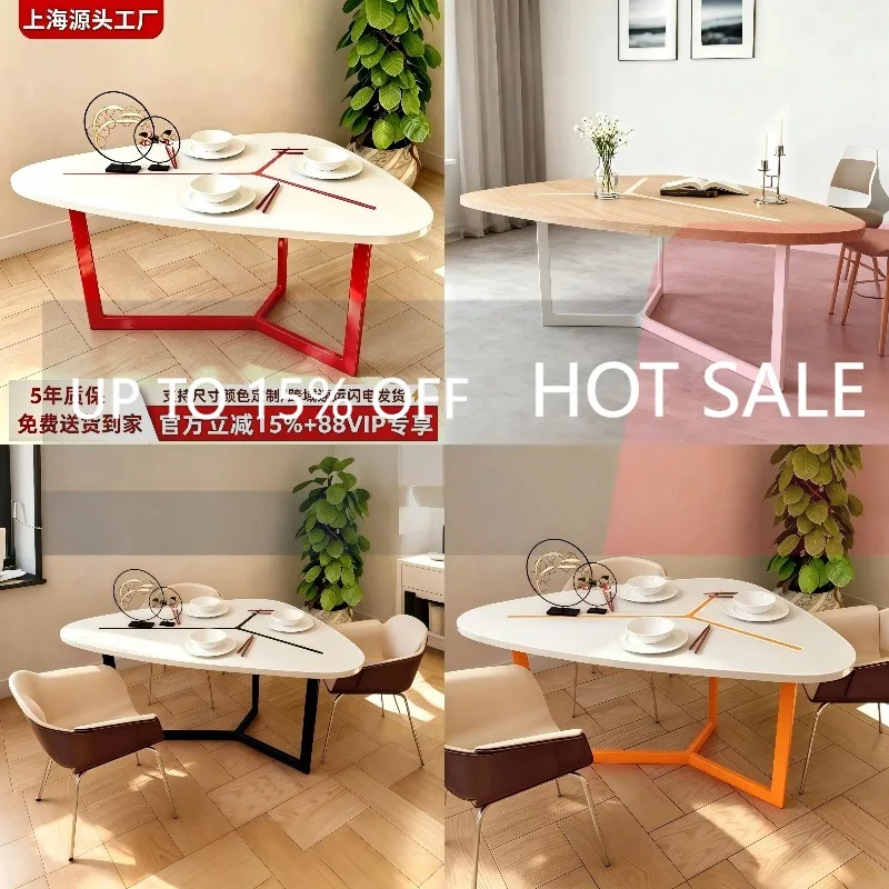 J81 Italian Minimalist Lacquer Dining Table White Triangle Conference Desk Modern Office Meeting Table