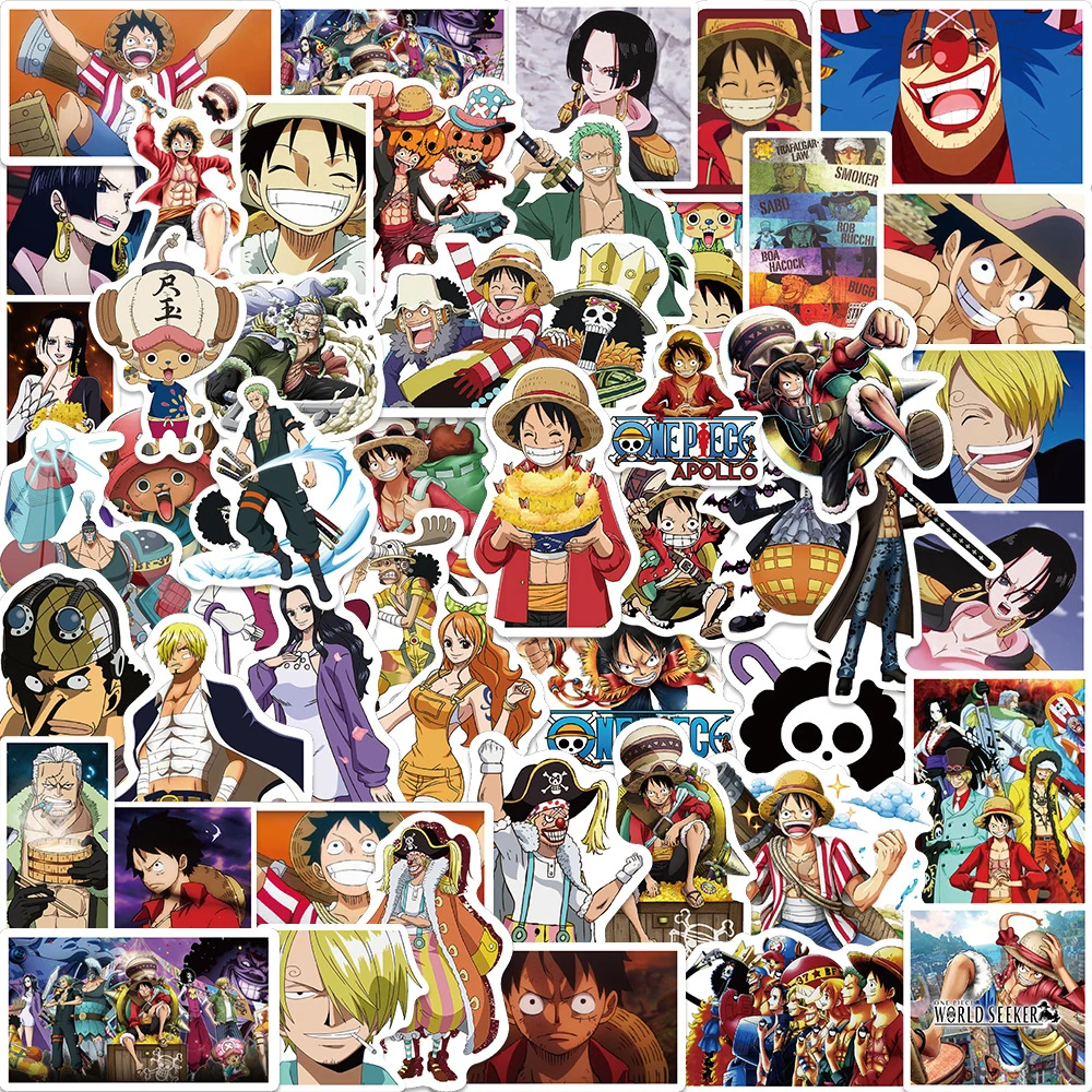 10/30/50 buah satu buah stiker kartun keren Anime Luffy vinil Decal DIY alat tulis bagasi mobil tahan air stiker grafiti