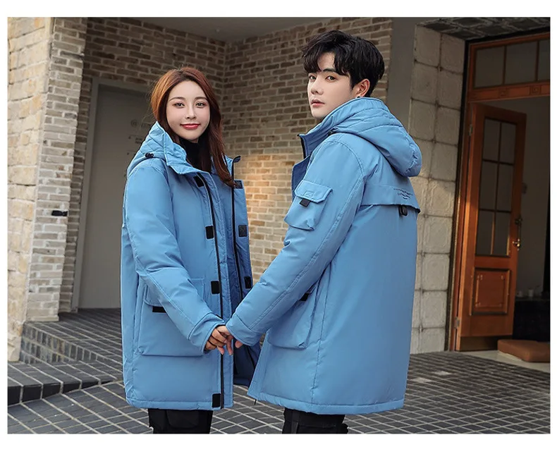 Men Mid Length Workwear Down Parkas Men Couple Fashion Down Parkas Men White Duck Down Casual Warm Winter New Stylish Parkas