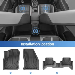 for VW T-ROC 2018-2025 (European Version) TPE 3D Car Floor Mats Cargo Liner Trunk Backrest Pad All Weather Black Left Hand Drive
