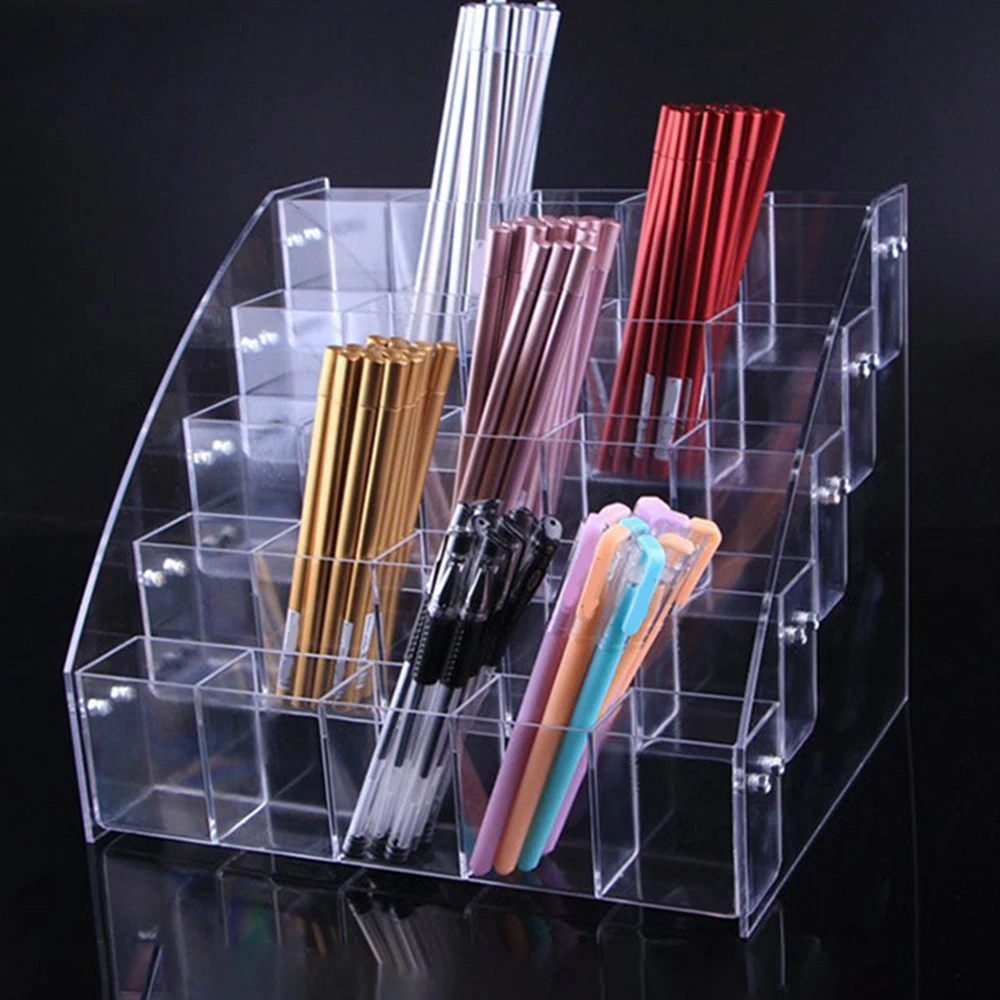 

Clear Acrylic Riser Pen Organizer Storage Shelf Pencil Display Holder for Home Office Desk Organizing Stationery Storage