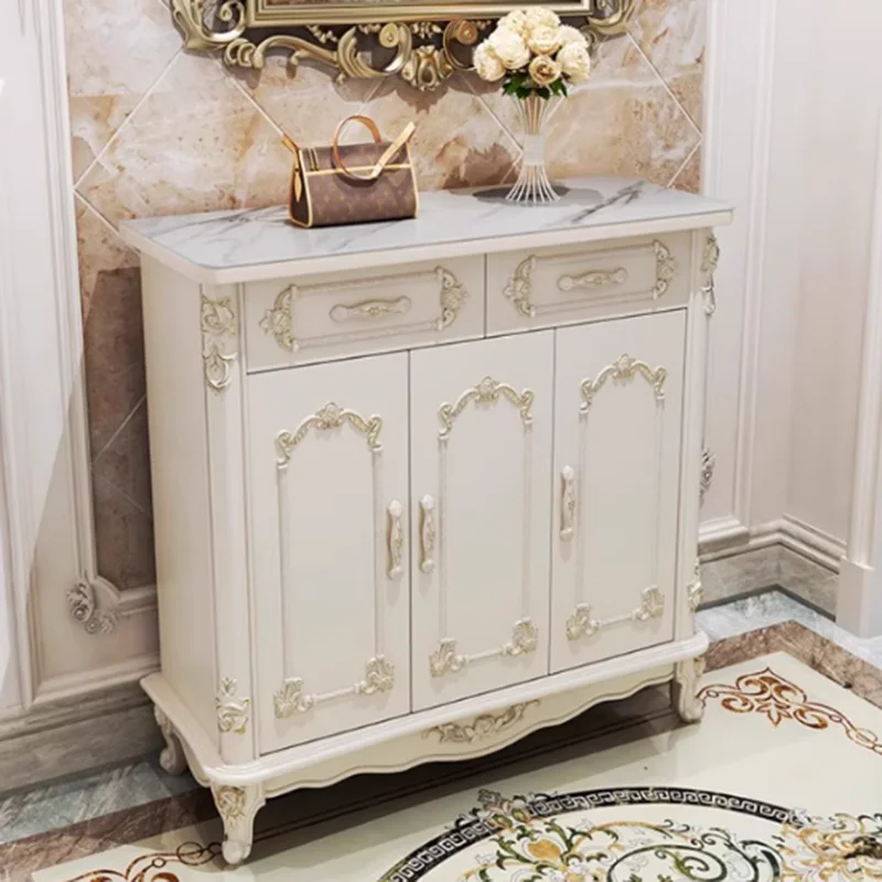 European Luxury Shoe Rack Vintage Indoor Storage Cabinet Vertical Shoe Rack White Wooden Escritorios De Ordenador Home Furniture