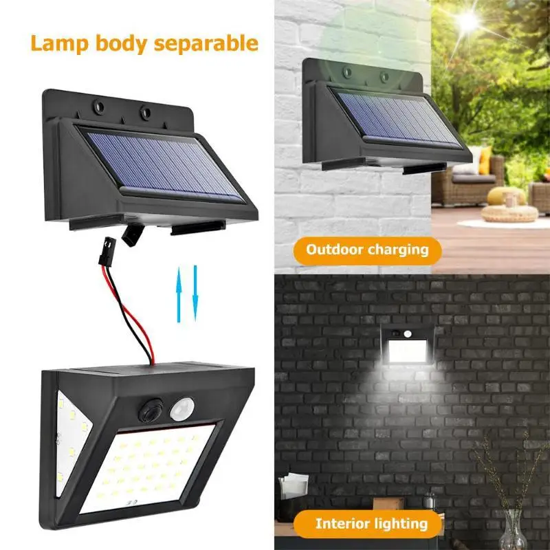 Split type 30LED solar wall lamp Human body induction lamp Three-sided luminous modern courtyard lamp