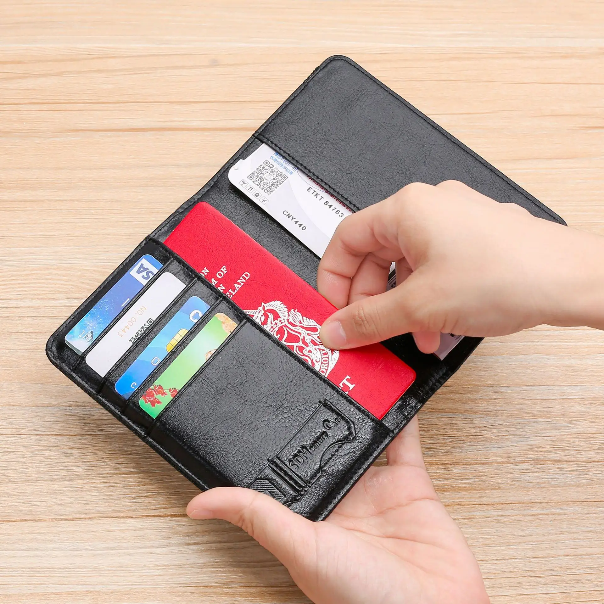 

Slim Elastic Band Passport Holder -Multi-Slot PVC Travel Organizer Wallets, Protective Cover for Passport, Cards & Boarding Pass