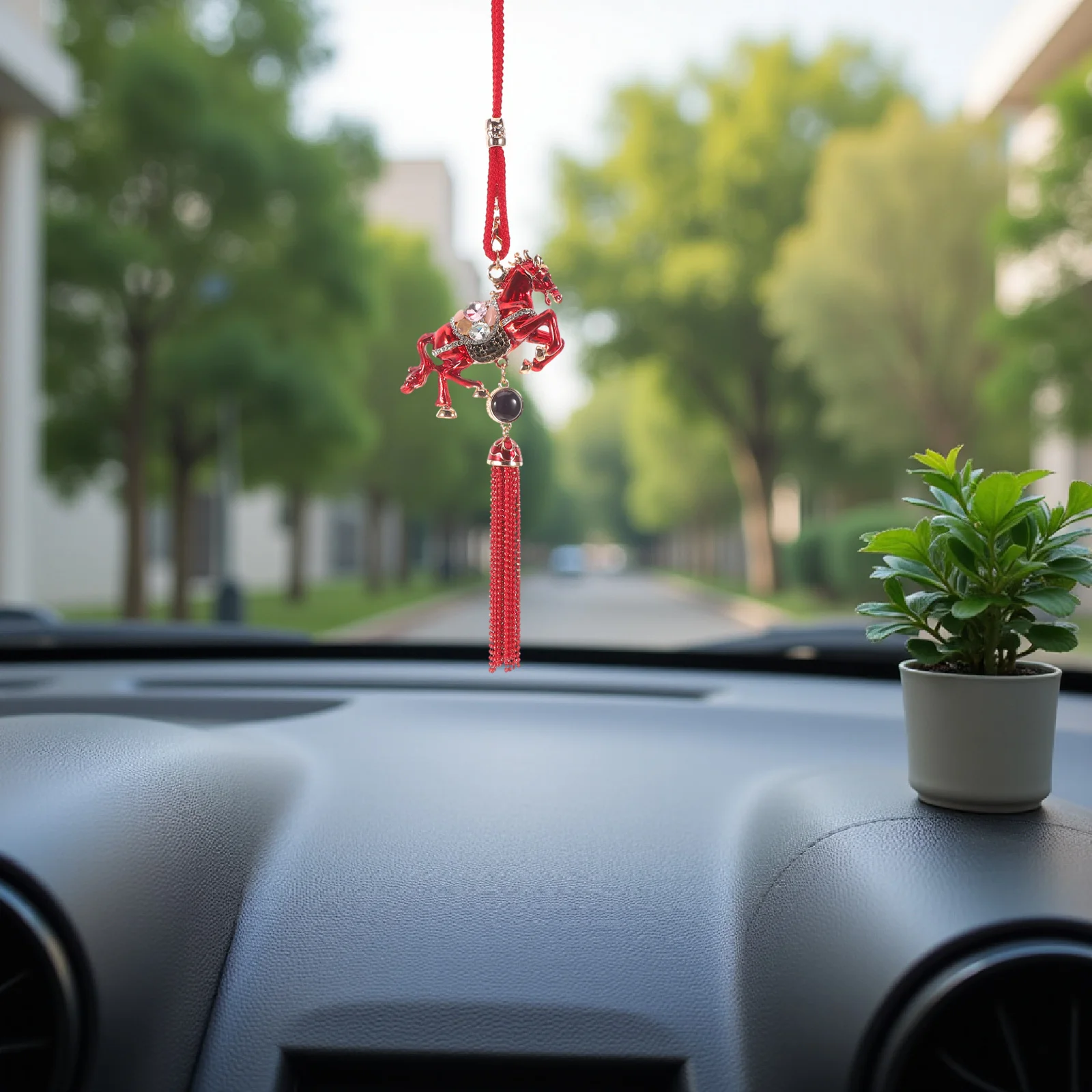 

Chinese Horse Pendant Tassel Alloy Rhinestone Lucky Charm Car Hanging Decoration Fengshui Zodiac Animal 2026 Spring Festival