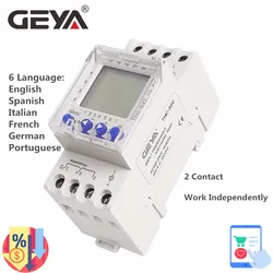 GEYA THC-822 Conversational Programmable Timer 2Channel Changeover Contacts Digital Timer Switch with Battery 16A 220V 110V