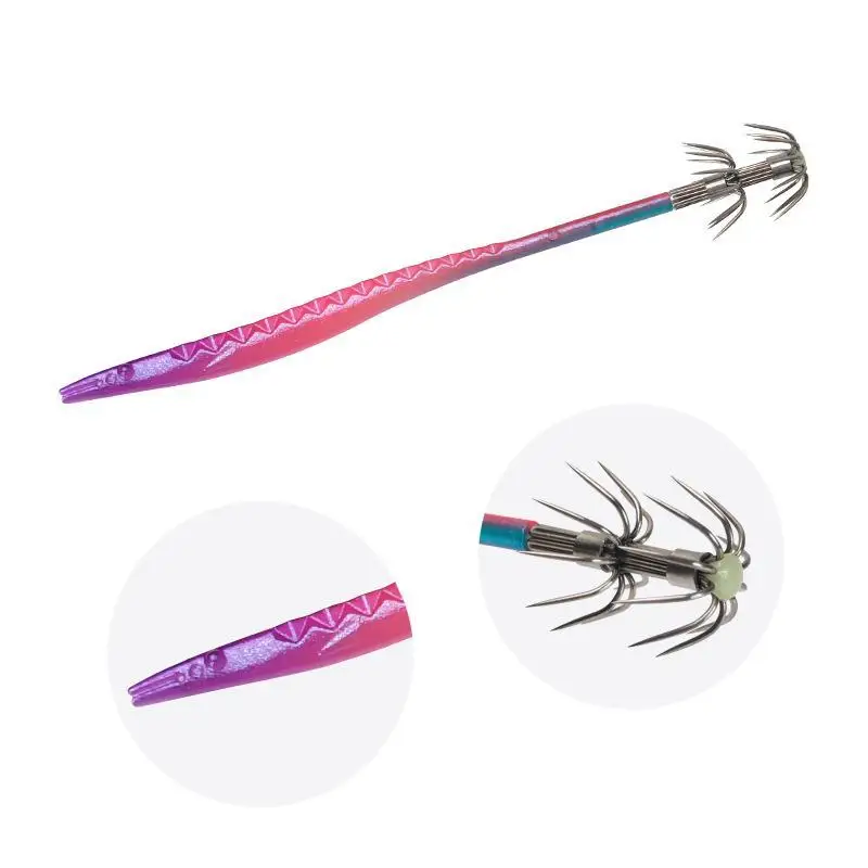 5 Stück Leuchtende Tintenfisch-Jig-Köder mit Scharfen Widerhaken, Tragbares Angelzubehör für Kajak-Angeln – Detail 3