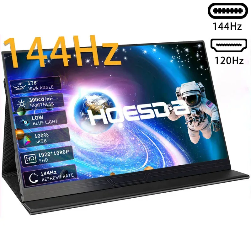 Hoesd.a 15.6inch 144Hz Portable Monitor USB-C 100%sRGB 300Cd/m² Gaming display For Phone Laptop