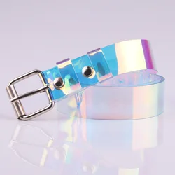 Fashion Transparent Women Belt Laser Holographic Clear Pin Buckle Wide Waist Bands Waistband Invisible Punk Waist Belt 2023 NEW