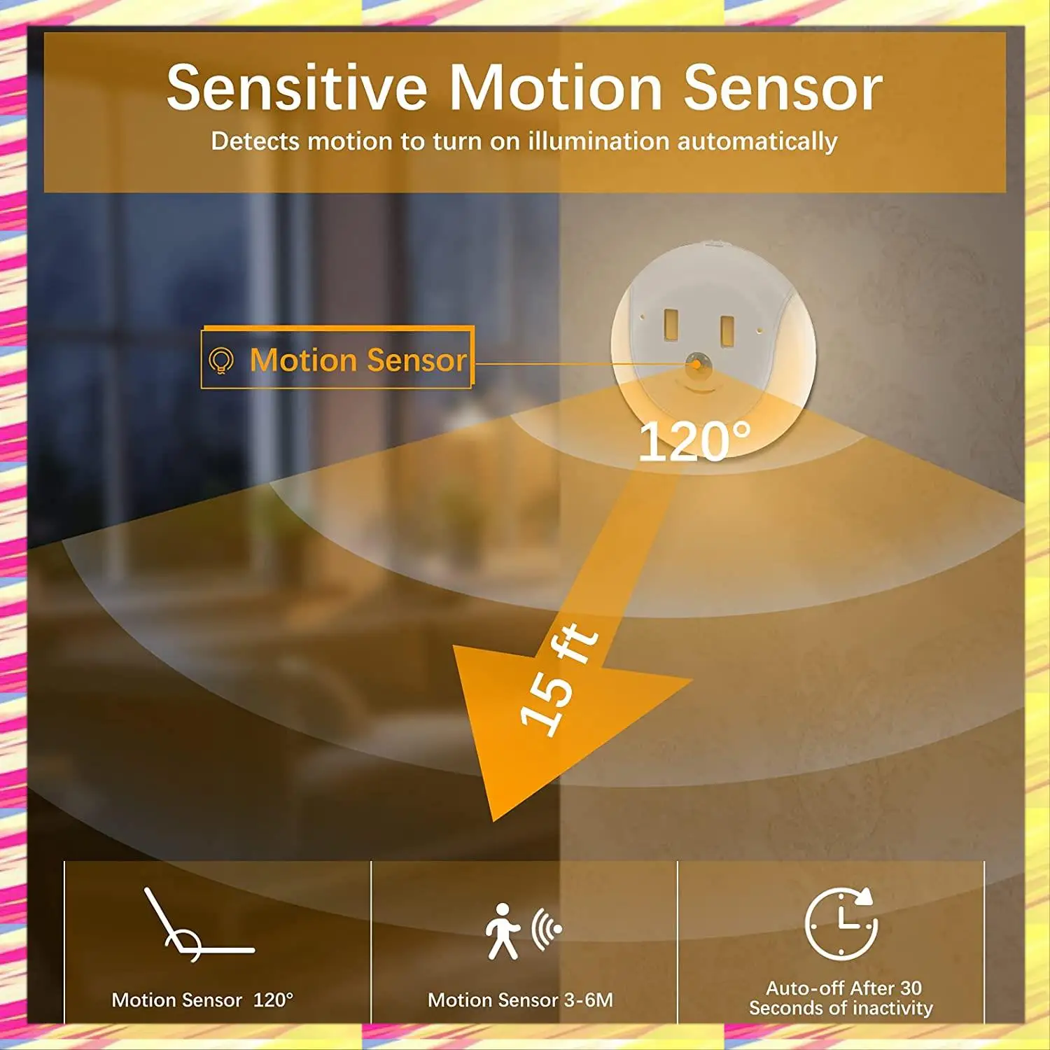 

ABJJ LED Night Light With Motion Sensor, Rechargeable USB Smile Night Lamp With 3 Modes, Light For Bedroom, Pack Of 2
