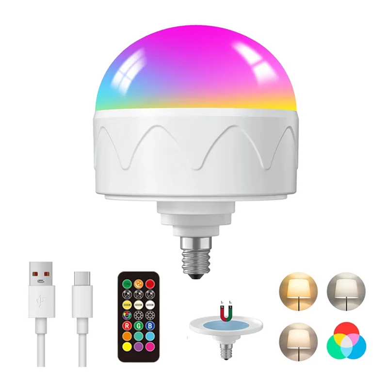 X12A-E12 Battery Operated Rechargeable Light Bulbs 2200Mah With Remote Detachable Light Bulb Versatile Lighting