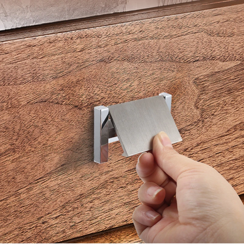 1Pcs Simple Invisible Cabinet Door Handle Folding Pulls Furniture Modern Zinc Alloy Cabinets Closets Handle Hardware