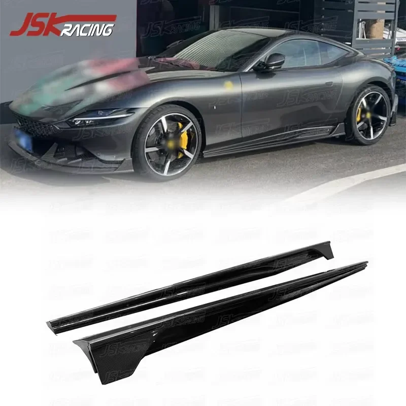 Dry Carbon Fiber Side Skirts Side for 2020-2022 Fer-ra-ri Roma Skirt Fin Upgrade to PT Style