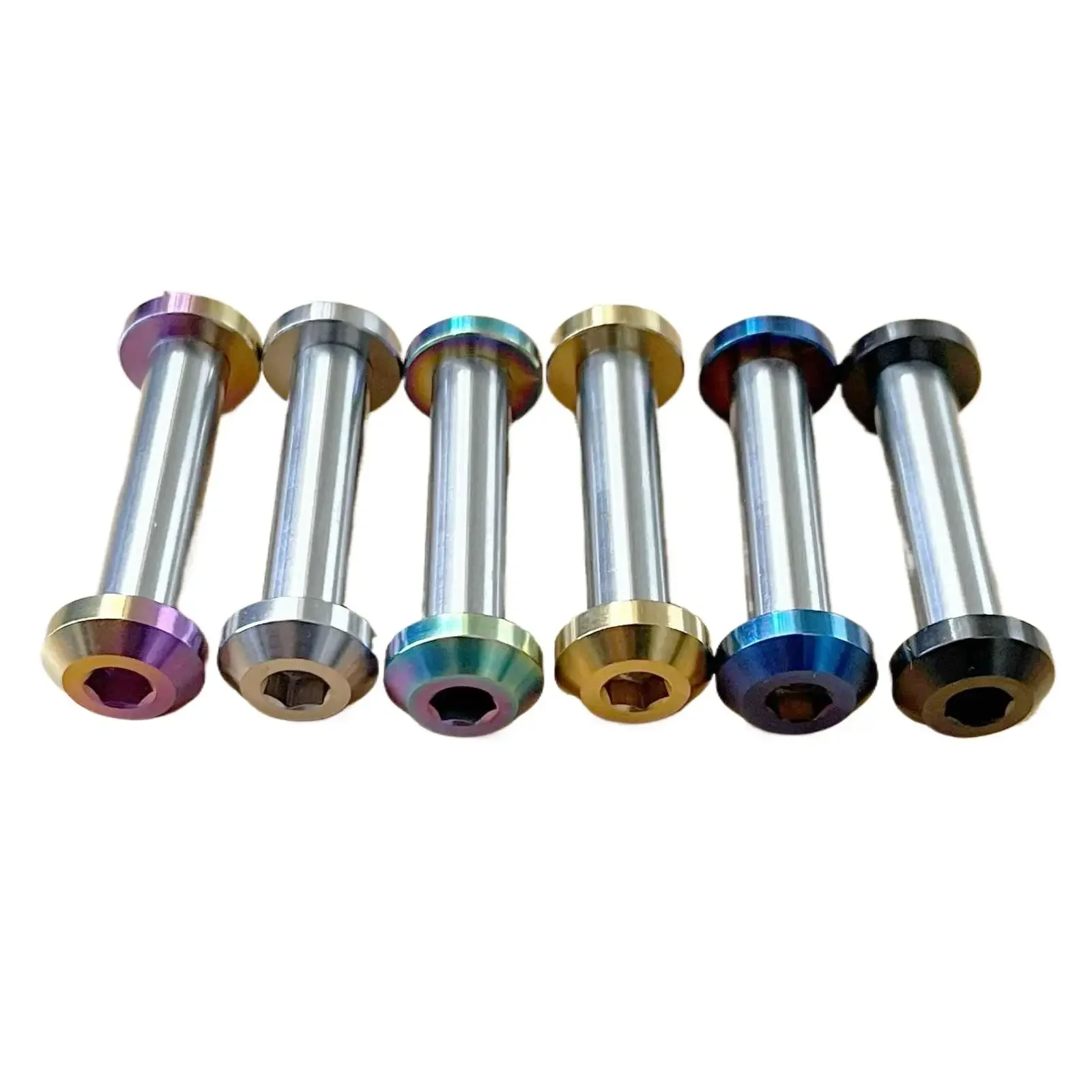 A Set(2pcs Scews+1 Rod Nut) M6x1mm Ti/Golden/Rainbow/Blue/Black GR5 Titanium Bolts & Rod Nut Mountain Bike Bicycle Rear Damping