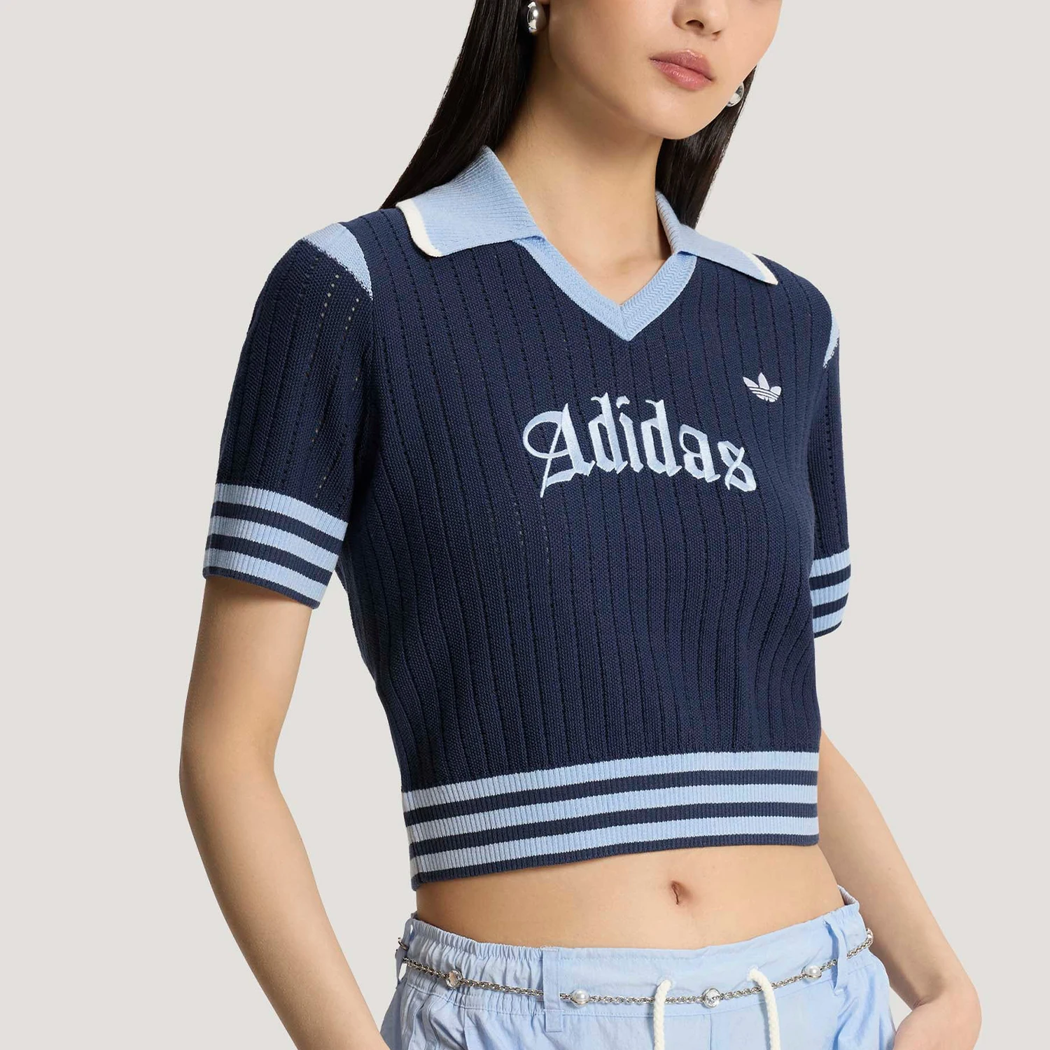 Adidas genuine clover women's classic knitted short sleeved polo shirt KT3047