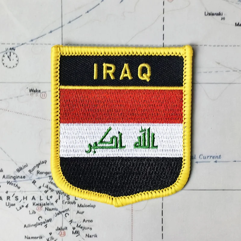 Iraq  National Flag Embroidery Patches Badge Shield And Square Shape Pin One Set On The Cloth Armband   Backpack  Decoration