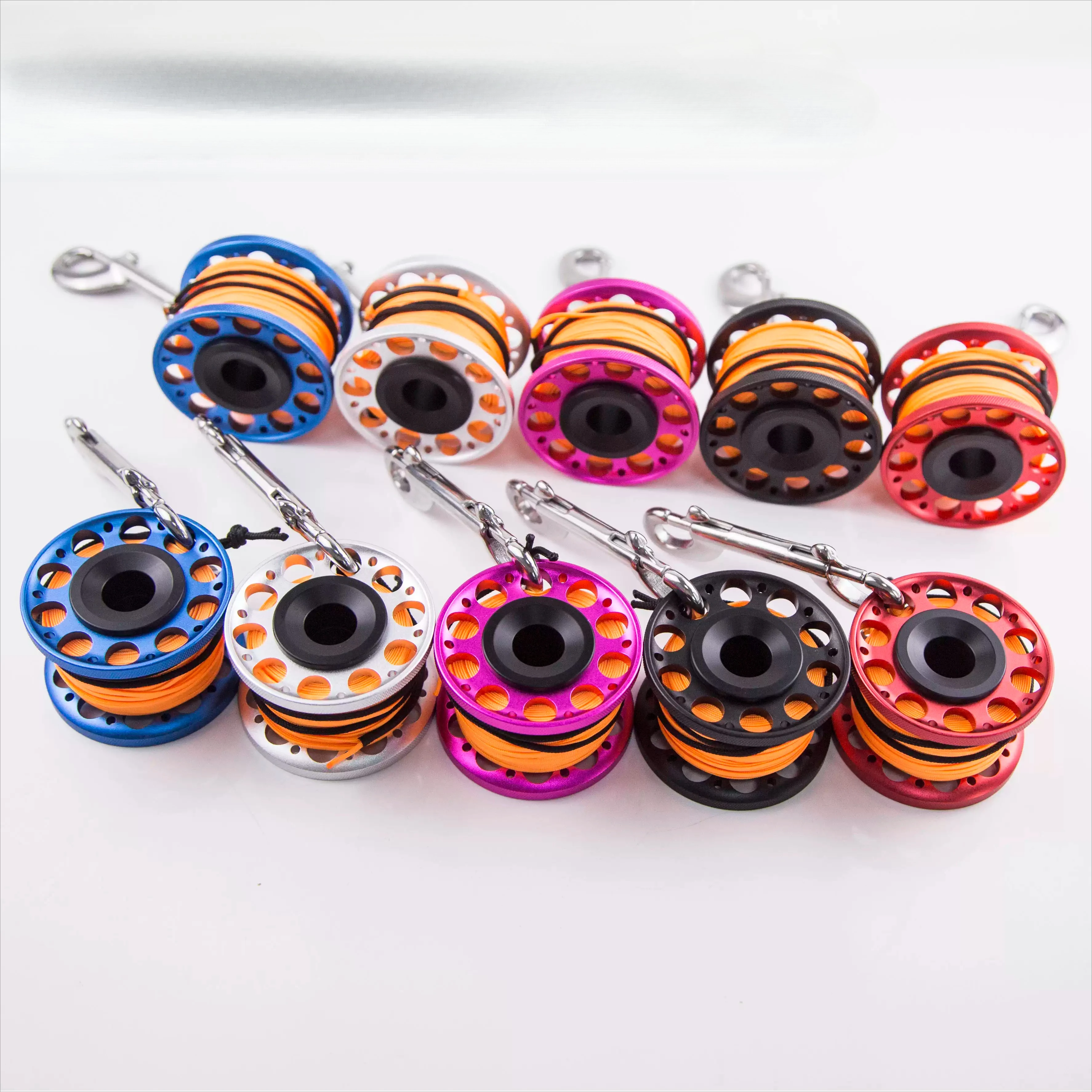 Submersible Reel SMB Aluminum Alloy 30m Scuba Free Submersible Ropes Color Spools Equipped with Geodesic Buoys Float Rods view 2