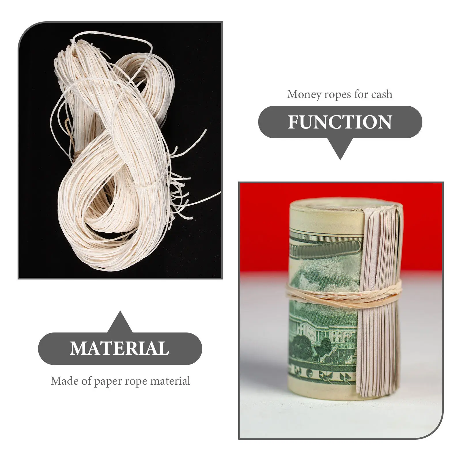 100Pcs Cotton Paper Money Cash Ropes Premium Lightweight Tear Resistant Currency Paper Straps for Banks Cashiers Retail Stores