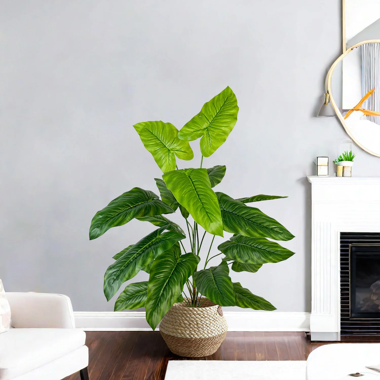 

75-110cm Large Artificial Plants Fake Alocasia Plant Branch fake Plastic Leaves Green decoratio Faux plant For Home Garden Decor